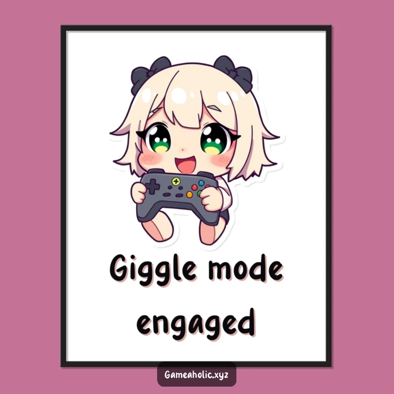 Funny Gaming Digital Art: Giggling Character with Controller - Instant Joy Download