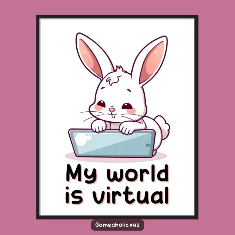 Funny Bunny Screen Obsessed Digital Print: Hilarious Art for Walls