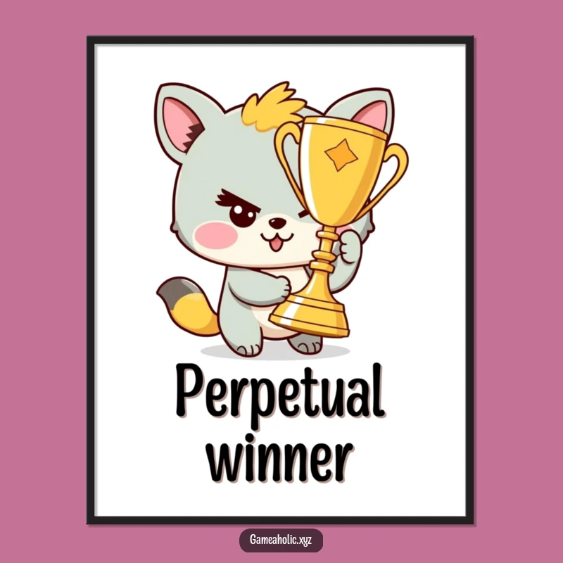 Funny Animal Trophy Winner Digital Art: Printable Victory Celebration