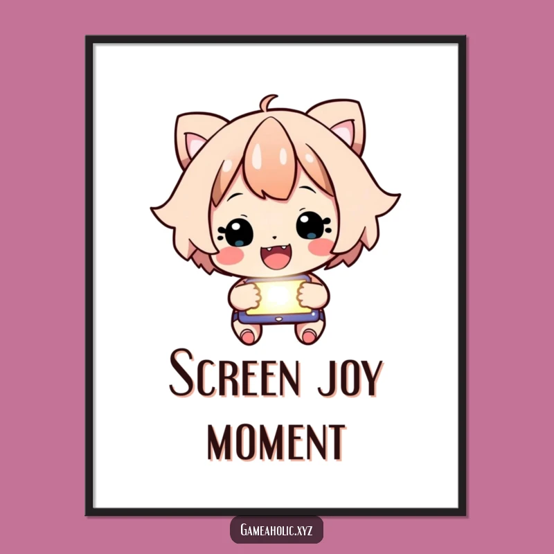 Funny Focused Character Digital Art - Cheering Victory Decor, Instant Gift!