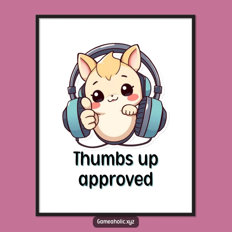 Funny Tech Digital Art: Creature Headset Thumbs Up - Instant Approval Download