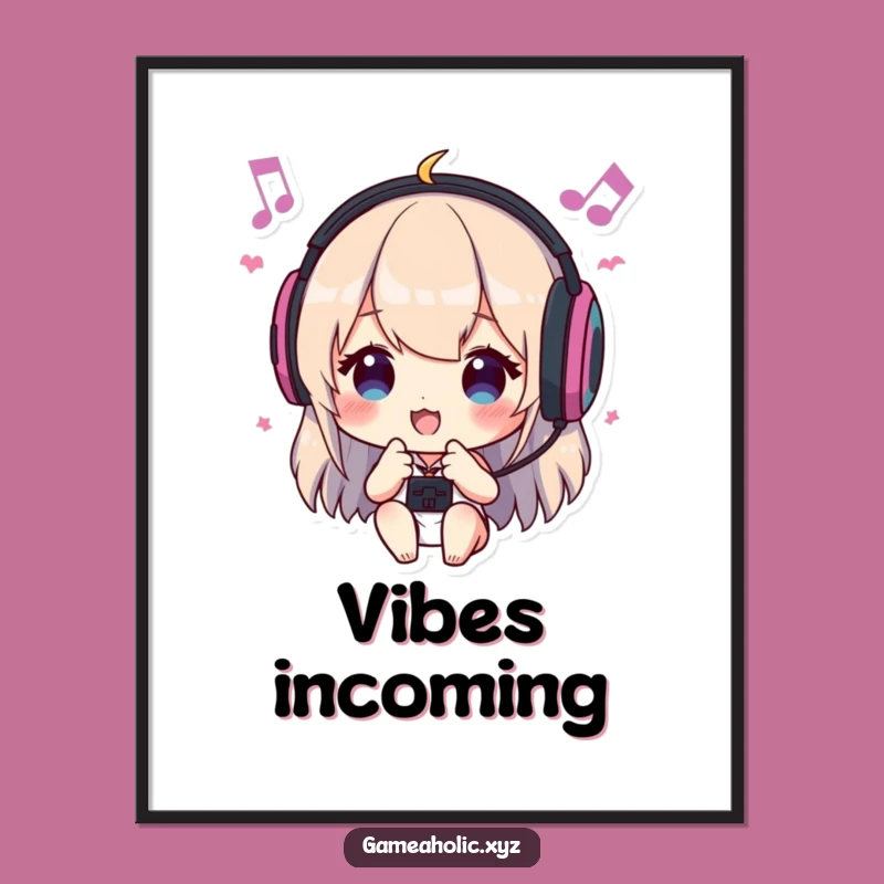 Funny Digital Art: Gamer Headbanging to Music, Instant Funny Gift Download