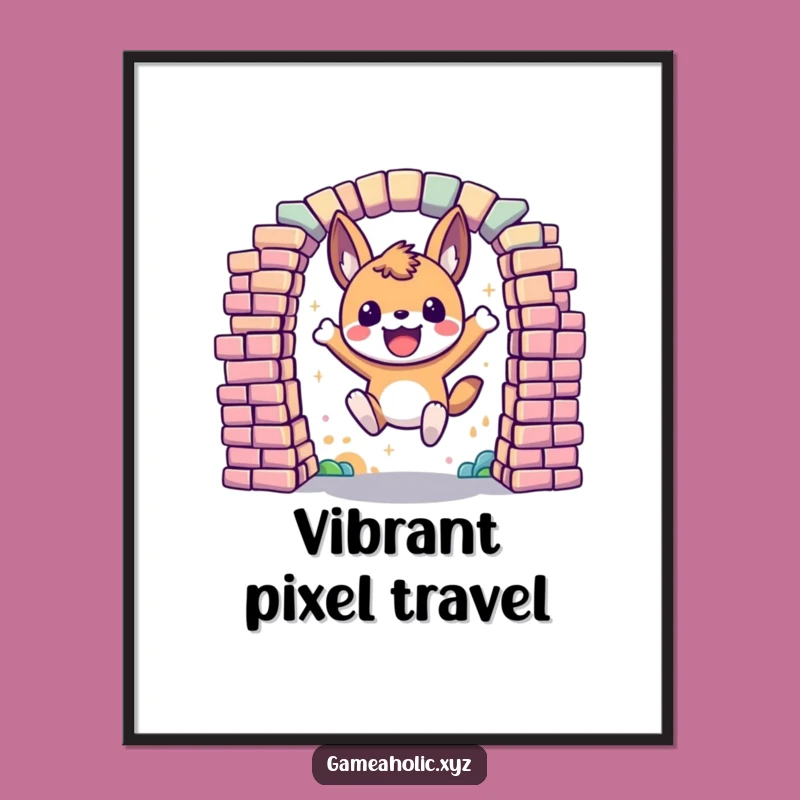 Funny Gaming Digital Art: Pixel Portal Animal Art, Instant Funny Gift Download
