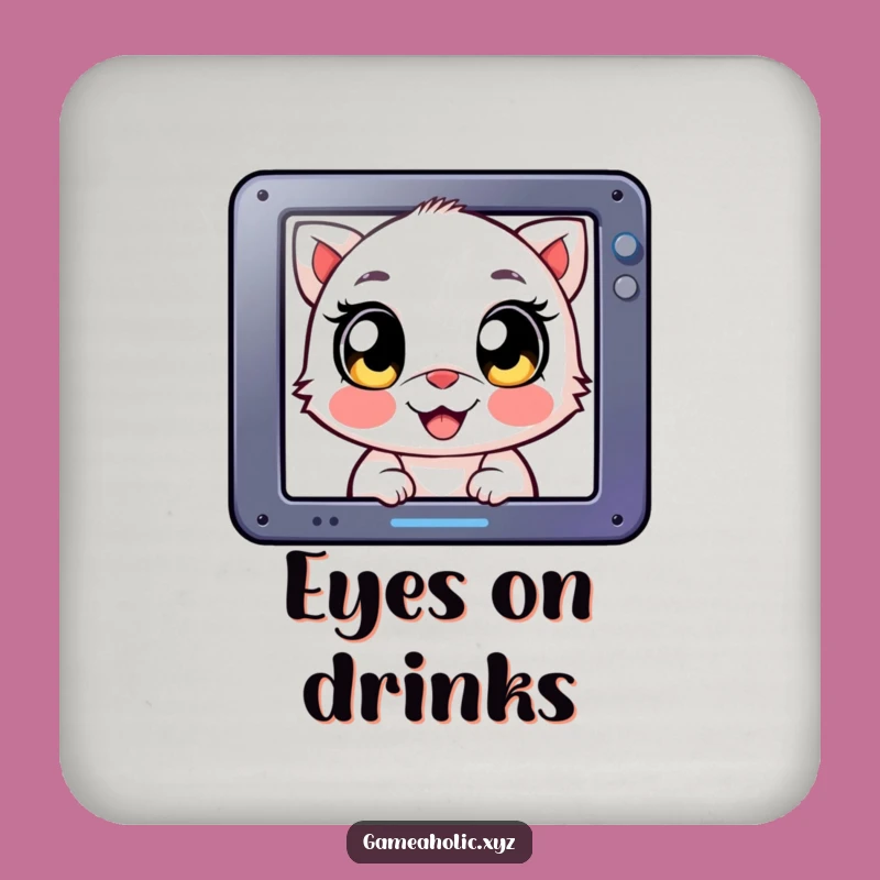 Funny Drink Coasters: Happy Eyed Creature, Screen Focus Protection Gift