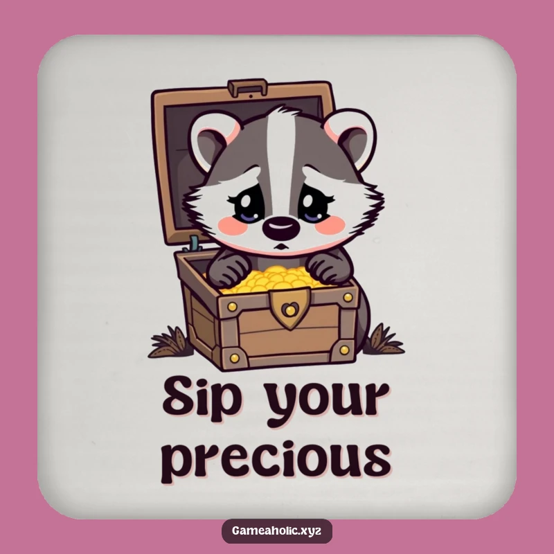 Funny Badger Coaster Set: Treasure Drink Protection, Heart Eyes Design Gift