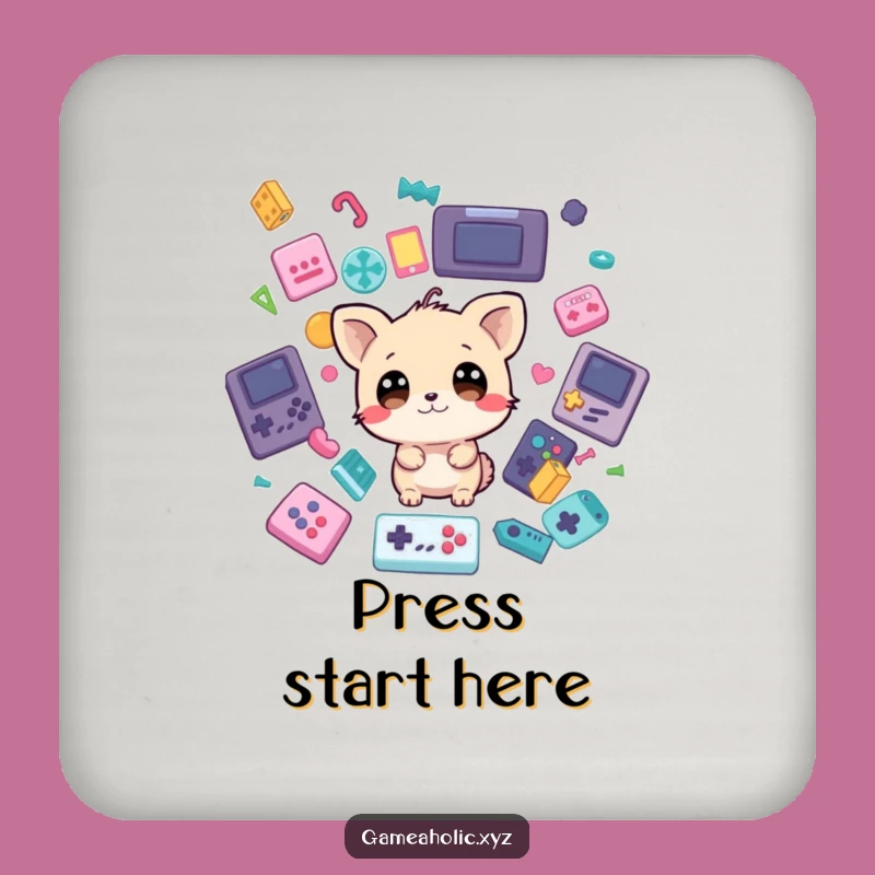 Funny Coaster Set: Gamer Animal Wide Eyes & Falling Game Icons, Table Gift