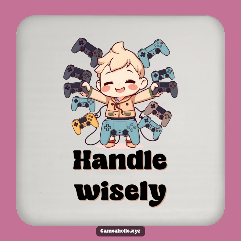 Funny Drink Coasters: Controller Balancer Character, Goofy Grin Protection Gift