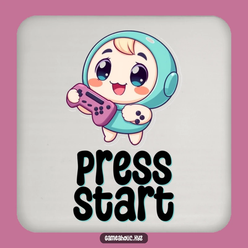 Funny Drink Coasters: Round Gamer Character, Big Eyes, Controller Protection Gift