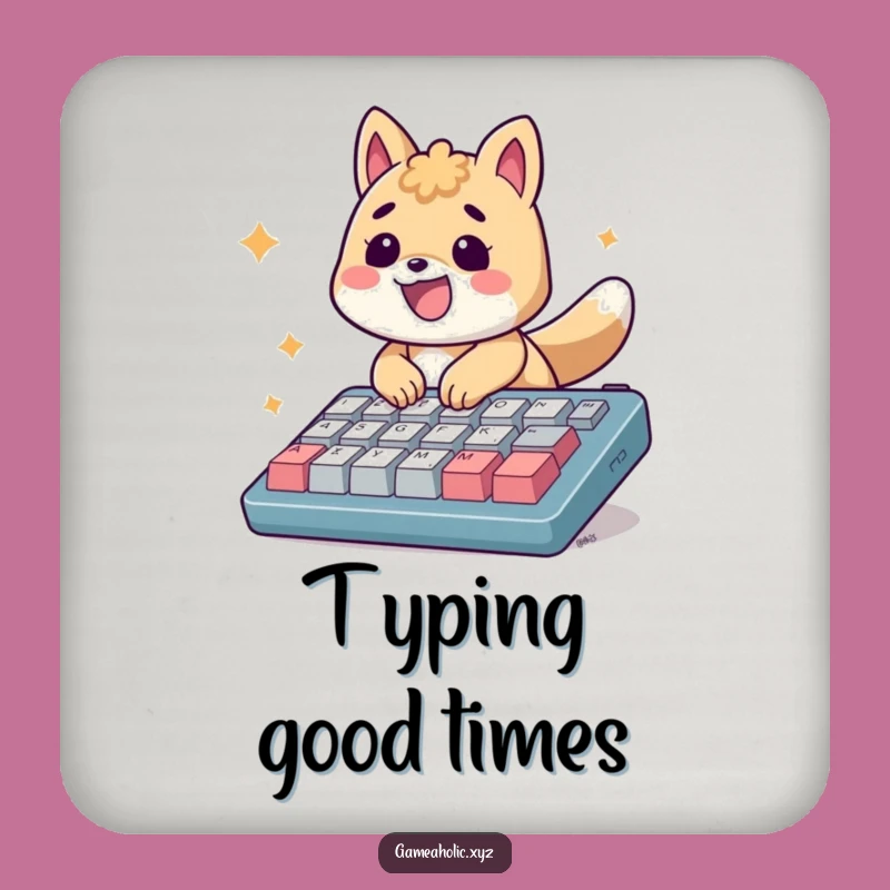 Funny Energetic Typing Animal Coaster - Protect Surfaces with Keyboard Humor