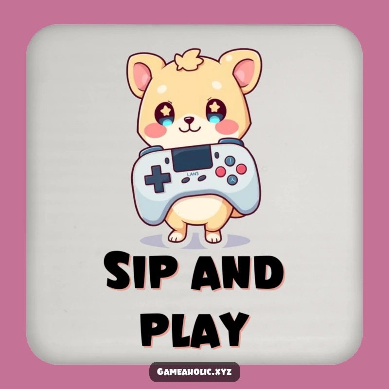 Funny Gamer Animal Drink Coaster: Protect Surfaces with Starry-Eyed Gamer Style