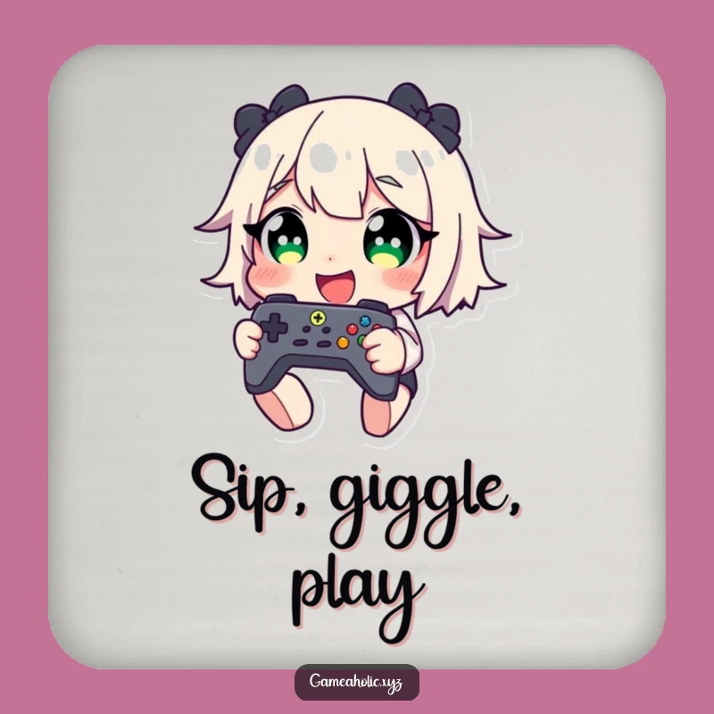 Funny Gamer Coaster: Giggling Character with Controller - Protect Surfaces