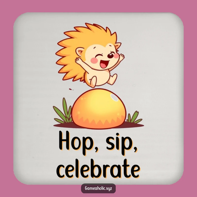 Funny Hedgehog Coaster Set: Whimsical Drink Protection, Mushroom Icon Gift