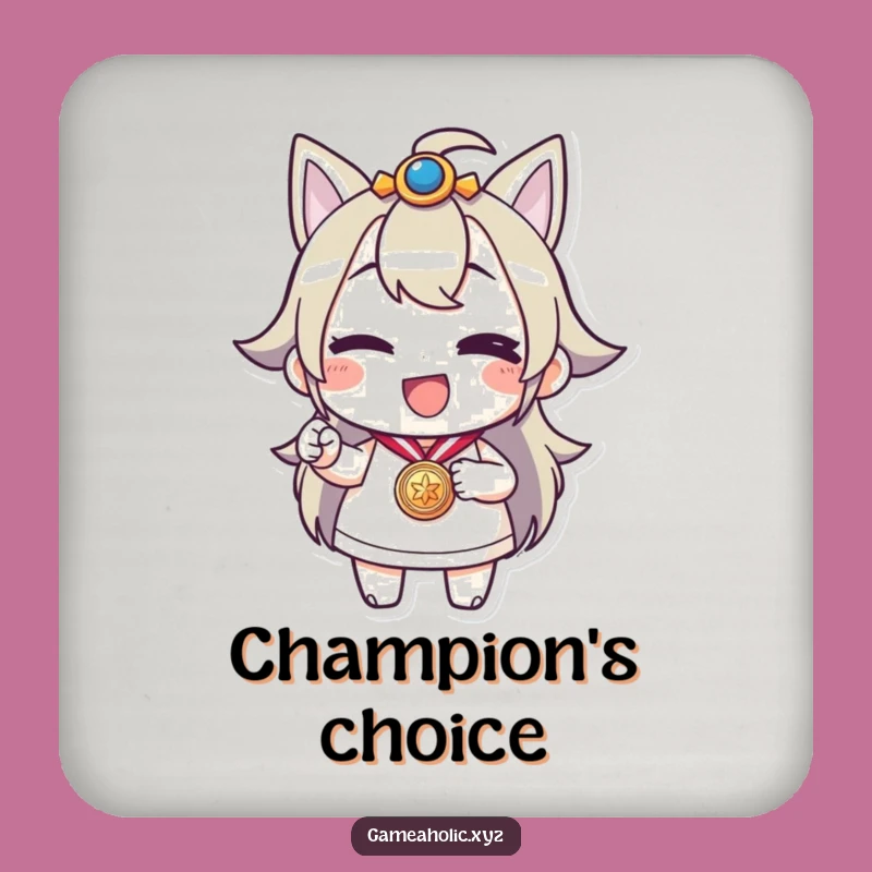 Funny Medal Winner Coaster: Cheerful Winking Character Drink Protection Gift