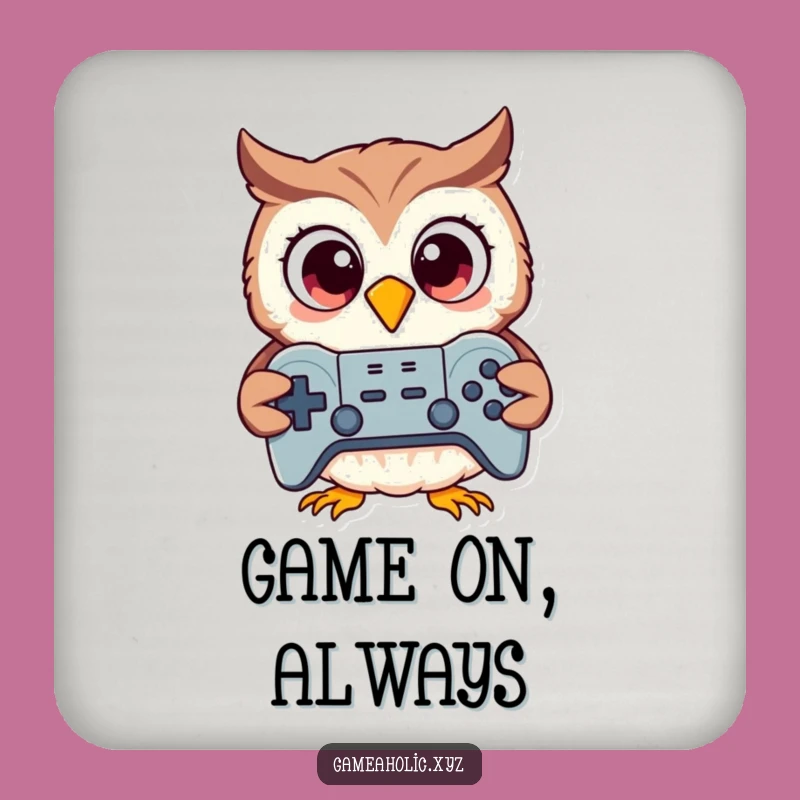 Funny Owl Gamer Coaster: Excited Bird Controller Drink Protector, Hilarious Table Saver