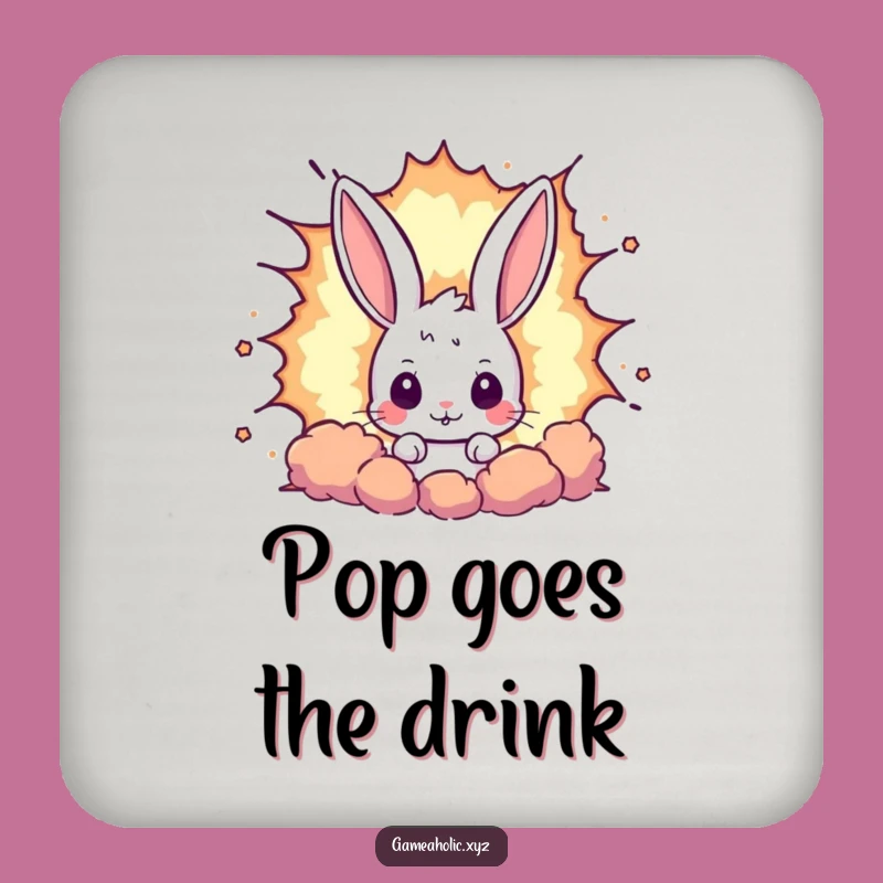 Funny Rabbit Pixel Explosion Coaster - Protect Surfaces with Retro Gaming Flair