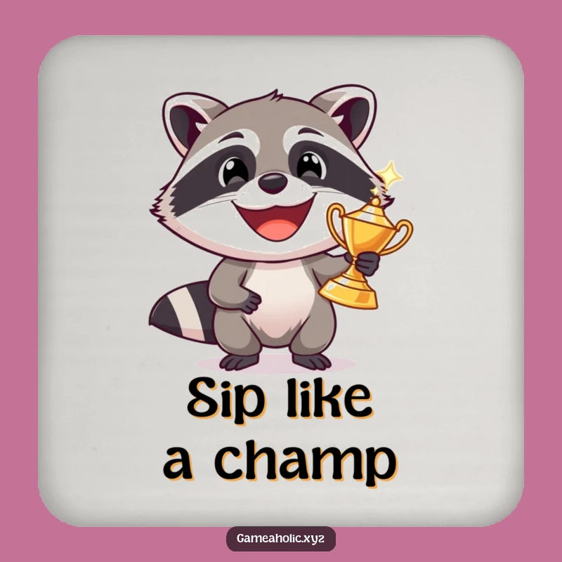 Funny Raccoon Trophy Coaster: Grinning Bandit Protector, Hilarious Table Saver
