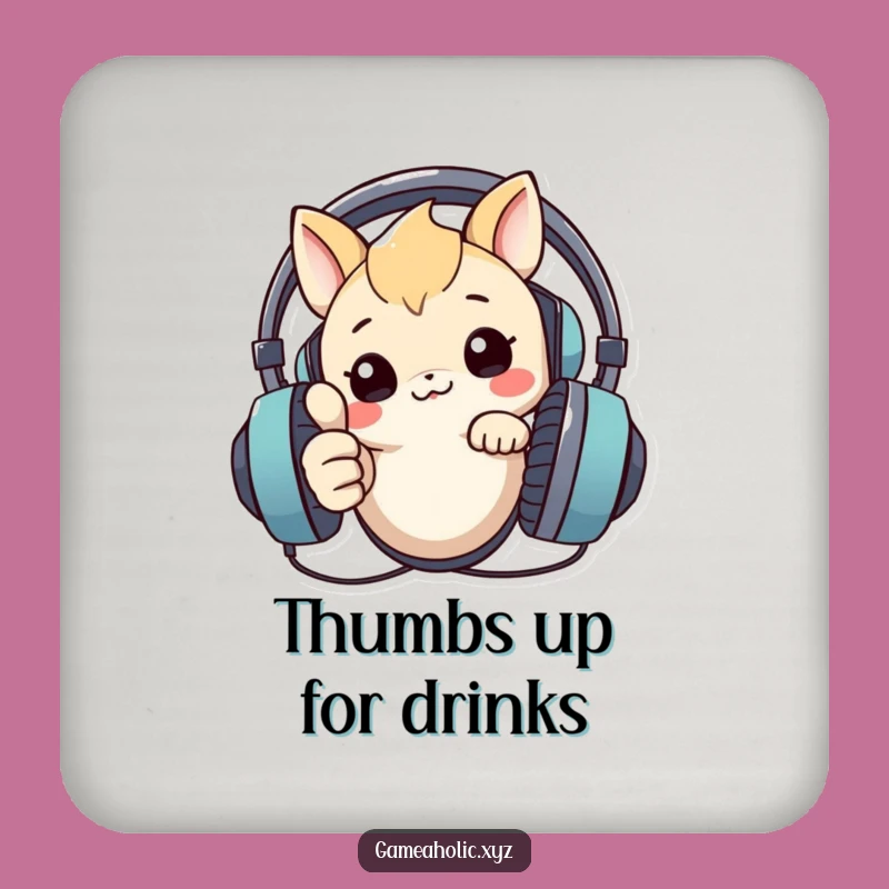 Funny Tech Coaster: Creature Headset Thumbs Up - Protect Surfaces