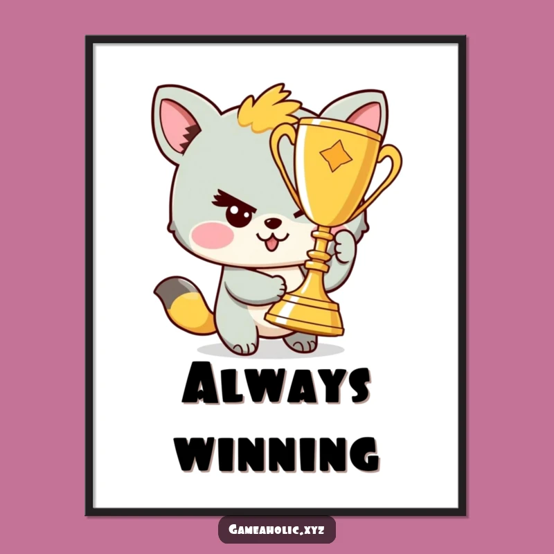 Funny Animal Trophy Winner Poster: Celebrate Victory with Cheeky Charm