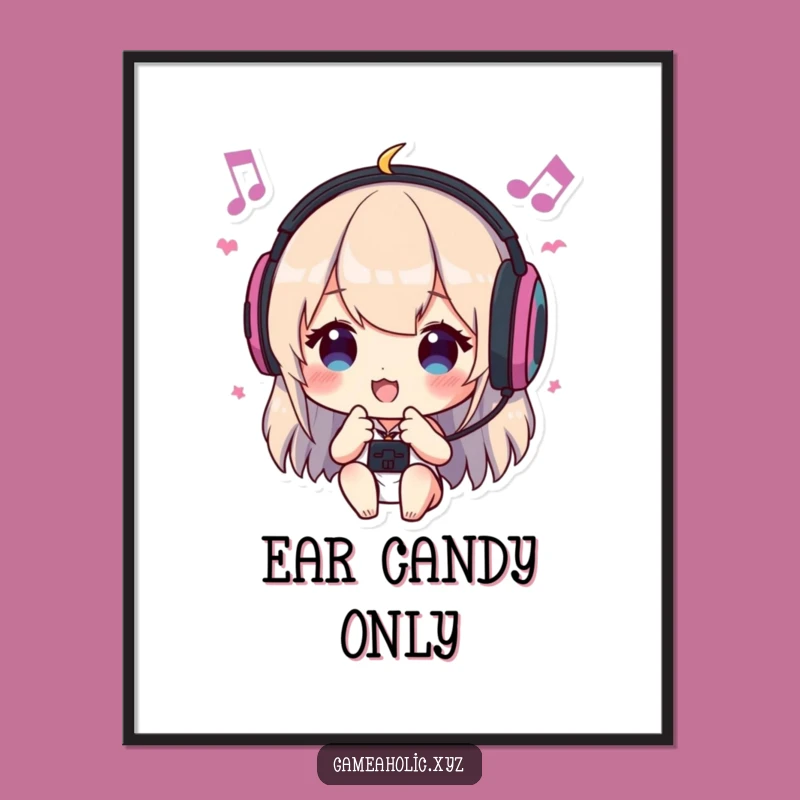 Funny Poster: Gamer Headbanging to Music, Vibrant Funny Gift for Walls