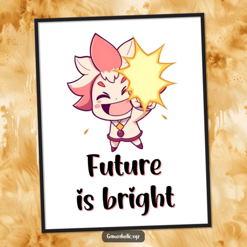 Funny Poster: Character grins widely, aiming a humorous energy blast, creating a dynamic and funny wall decoration.