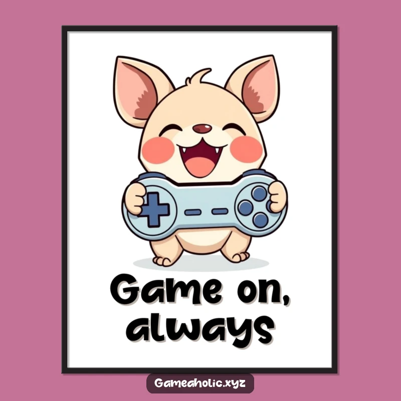 Funny Gamer Creature Poster - Cute Large-Eared Art for Gaming Nooks