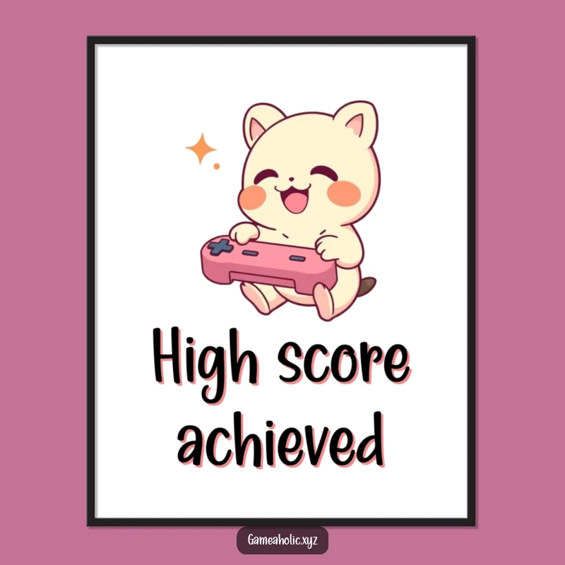 Funny Gamer Creature Poster - Joyful Button Mashing Art, Perfect Gift!