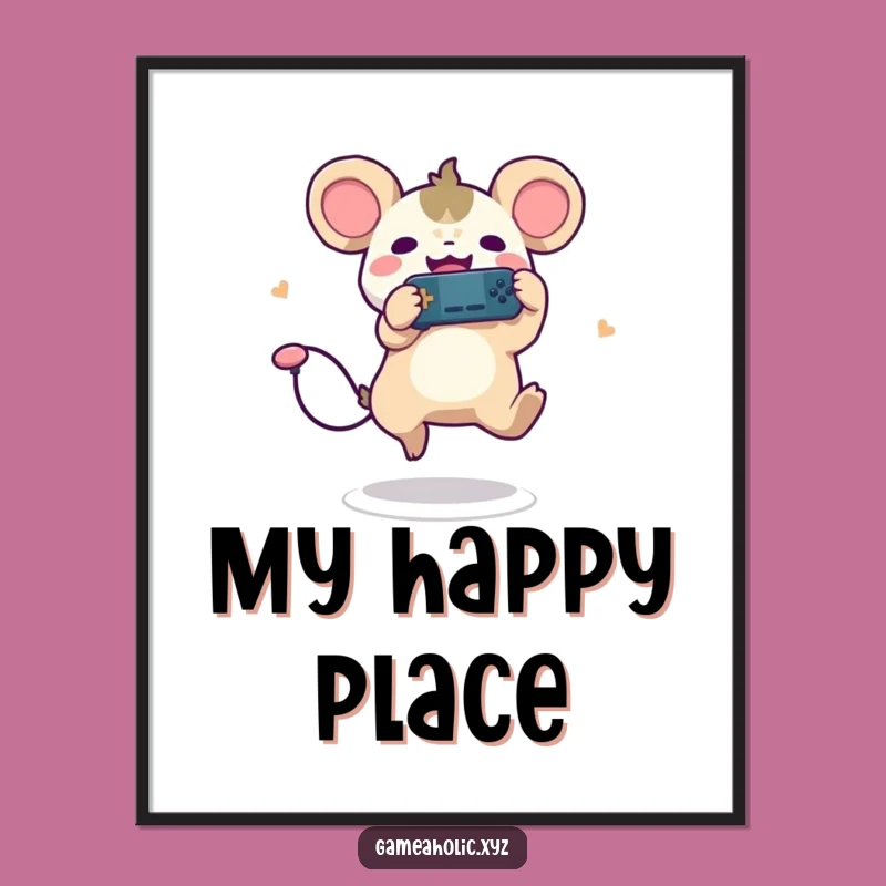 Funny Gamer Creature Wall Art - Joyful Leaping Player, Gift Idea!