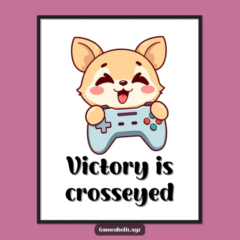 Funny Gaming Animal Poster - Hilarious Cross-Eyed Gamer Art