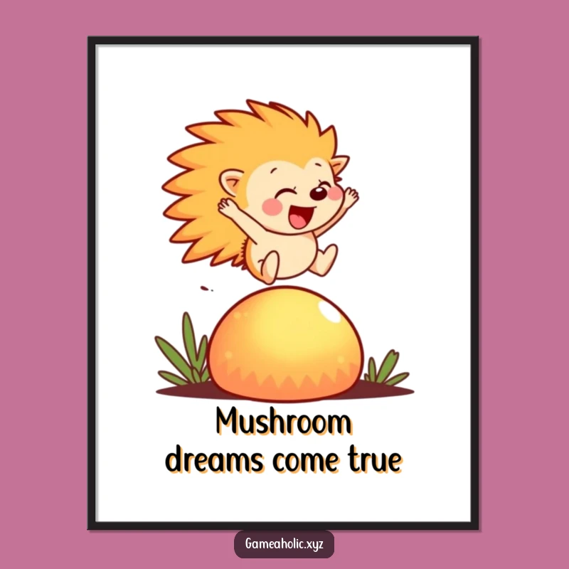 Funny Hedgehog Poster: Whimsical Art, Joyful Leap, Magical Decor Gift