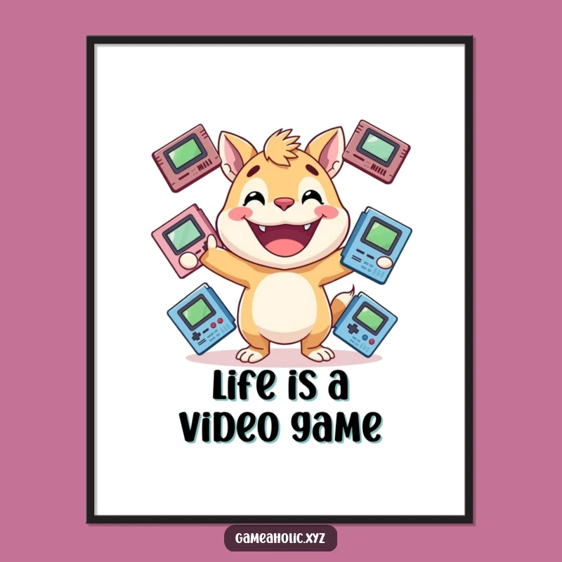 Funny Gamer Animal Poster: Energetic Juggling Art, Perfect Funny Gift Decor
