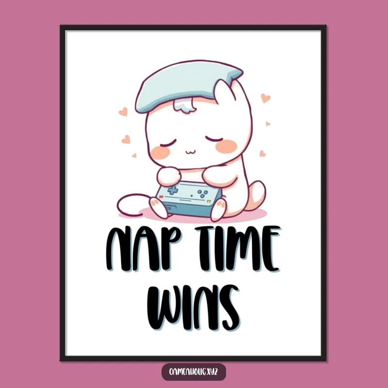 Funny Sleepy Gamer Poster: Pillow Head Gaming Art, Perfect Funny Gift