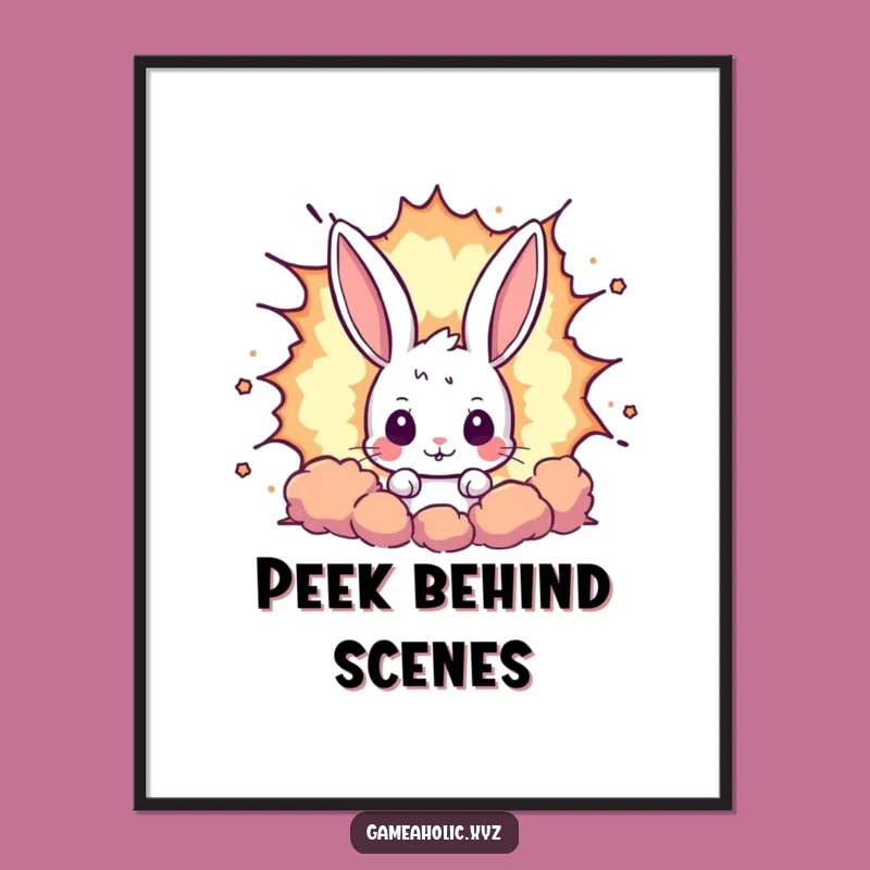 Funny Rabbit Pixel Explosion Poster - Add Retro Gaming Art to Your Walls