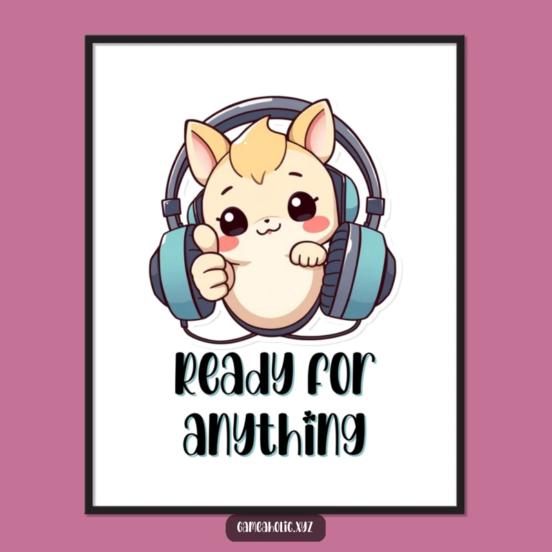 Funny Tech Poster: Creature Headset Thumbs Up - Decorate Your Space