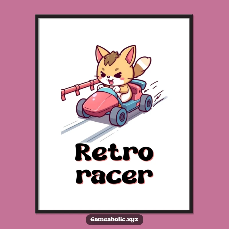 Funny Pixel Racer Poster: Determined Game Art Print, Unique Wall Decor Gift