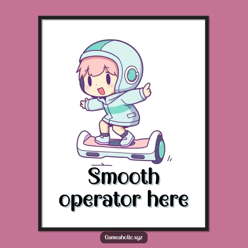 Funny Hoverboard Rider Poster: Zippy Character Art Print Gift