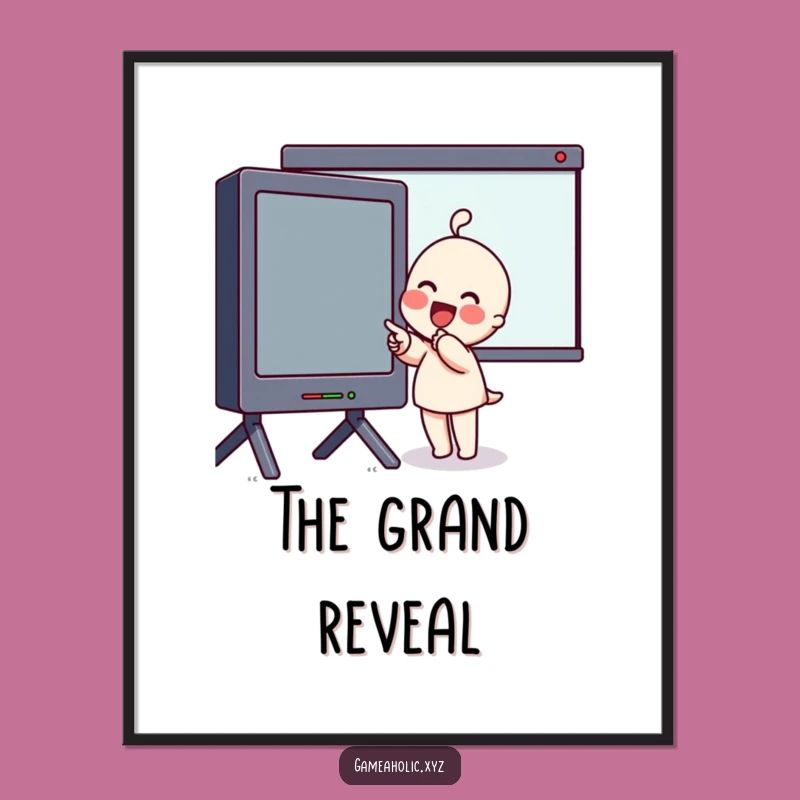 Funny Screen Fan Poster: Pointing Character Art, Big Screen Wonder, Quirky Gift!