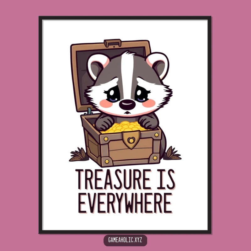 Funny Badger Poster: Treasure Art, Heart Eyes, Surprised Decor Gift