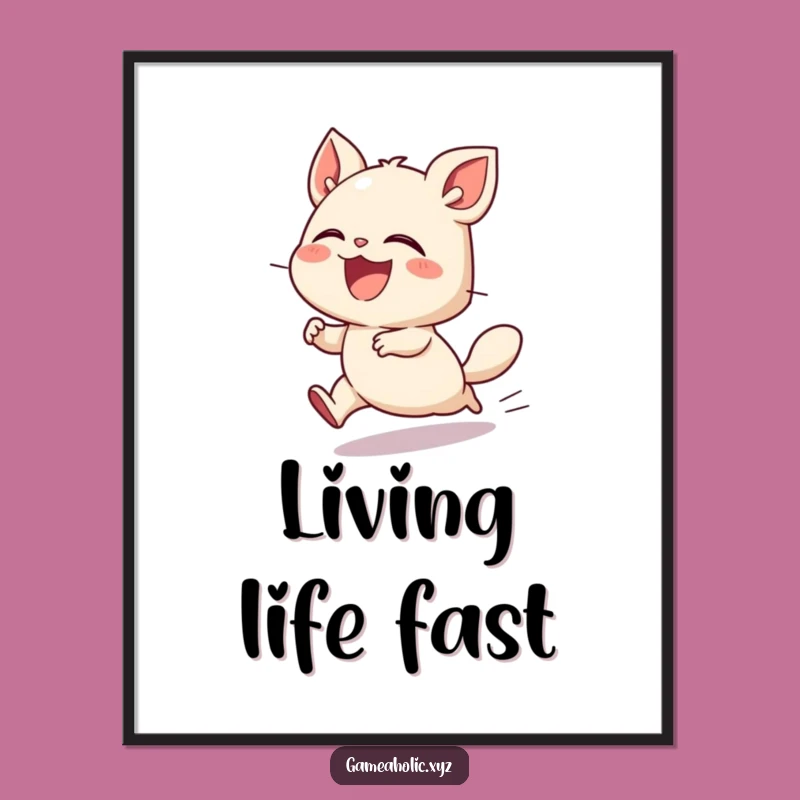 Vibrant Funny Art Poster: Creature Laughing at Speed, Energetic Wall Decor Gift