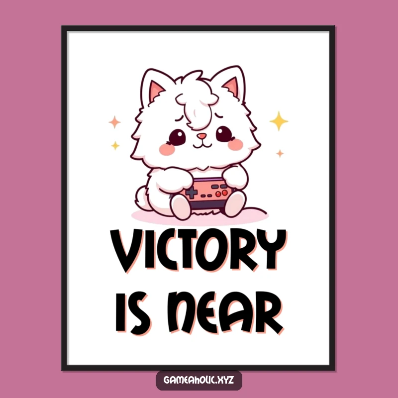 Funny Gamer Animal Poster: Focused Feline Playing Video Games, Hilarious Wall Art