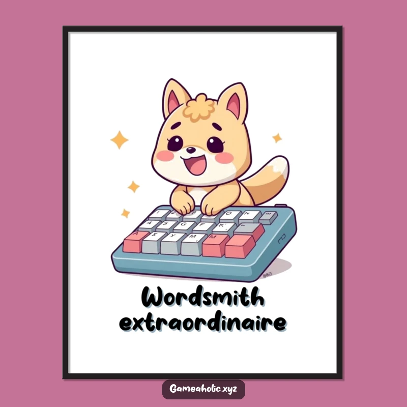 Funny Energetic Typing Animal Poster - Hilarious Keyboard Art