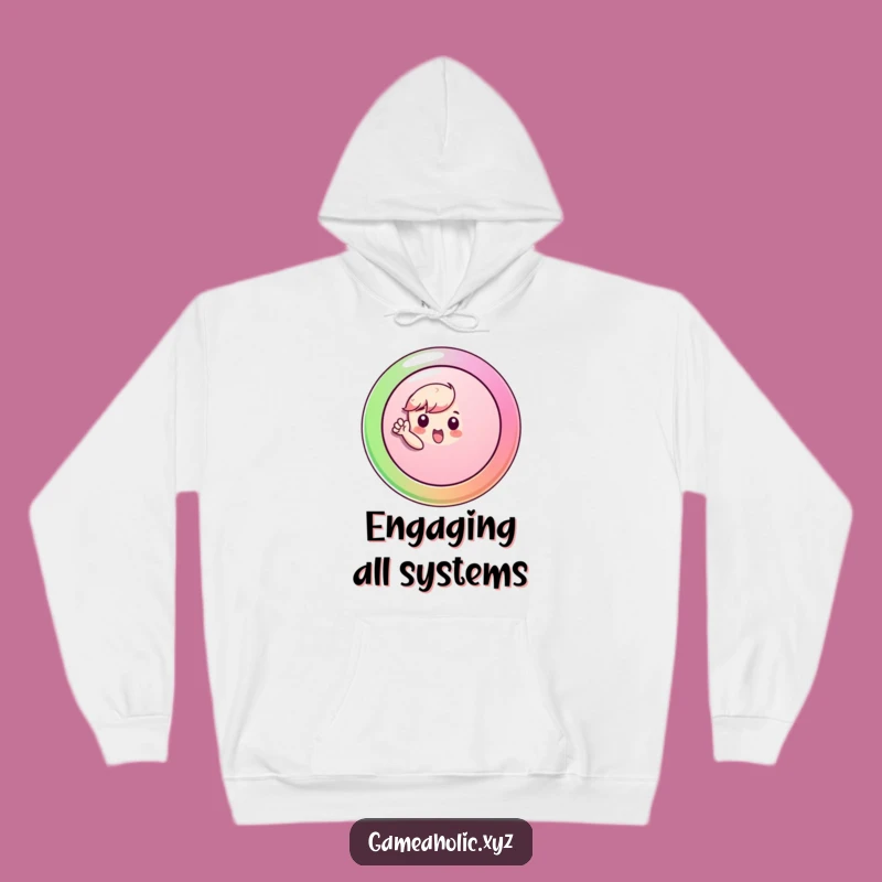Funny Button Press Hoodie: Cozy Up with Energetic Humor