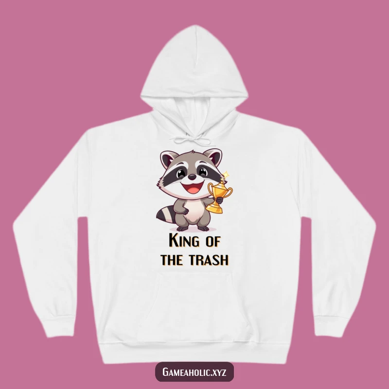 Funny Raccoon Trophy Hoodie: Cozy Grinning Bandit Sweatshirt, Warm Prize Gift