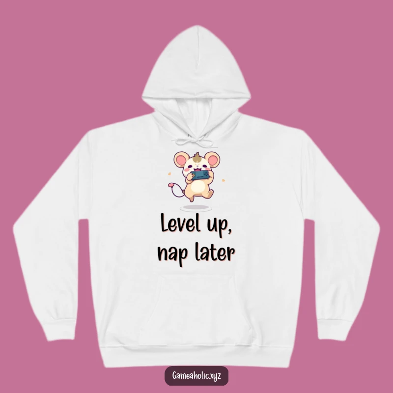 Cozy Funny Gamer Creature Hoodie - Joyful Leaping Player, Warm Gift!