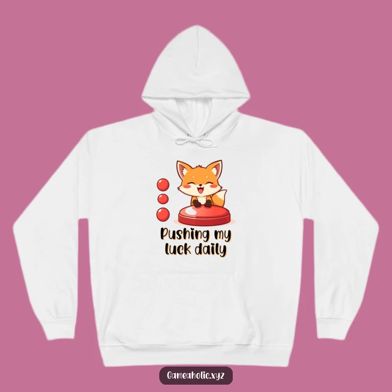 Funny Fox Button Press Hoodie - Cozy Up with Hilarious 'Push Me' Vibes