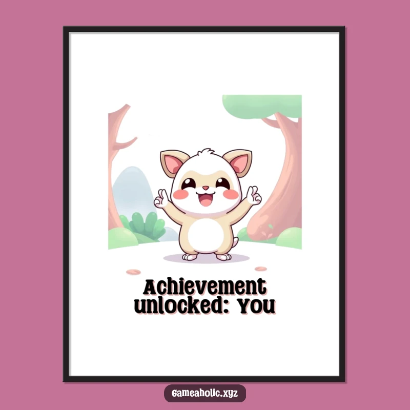 Funny Free Printable Wall Art: Digital Creature Victory Pose Decor