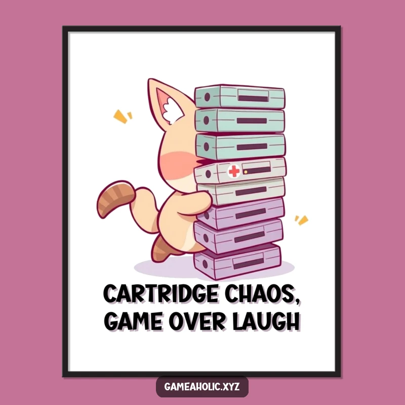 Clumsy Gamer Animal Free Printable Wall Art - Funny Downloadable Art for Retro Game Fans