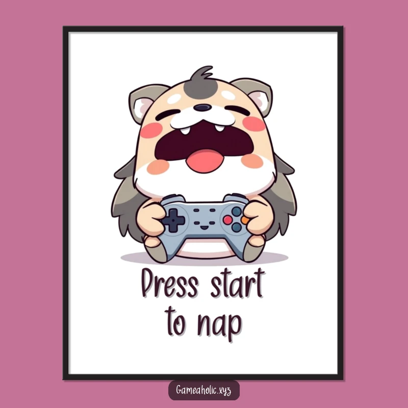 Free Printable Gamer Art - Yawning Animal Controller Downloadable Wall Decor