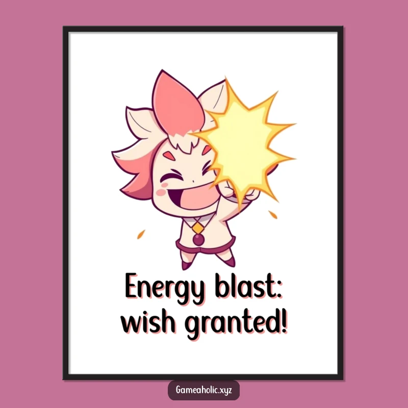 Free Printable Wall Art: Funny Energy Blast Character, Humorous Downloadable Decor