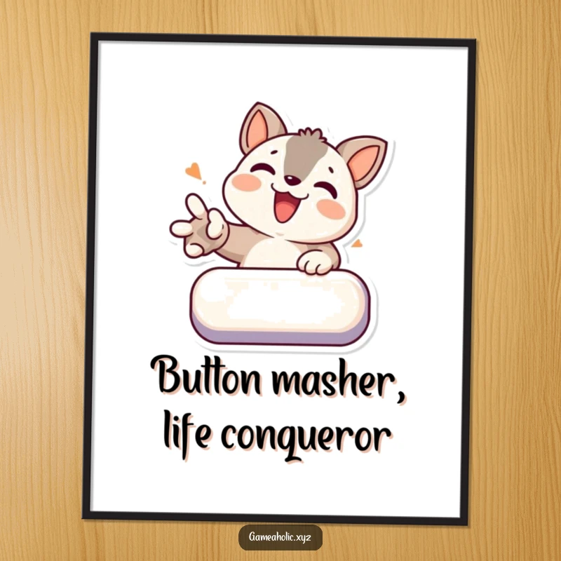 Funny Free Printable Wall Art: Determined animal joyfully smashing a virtual button, a comical digital masterpiece.