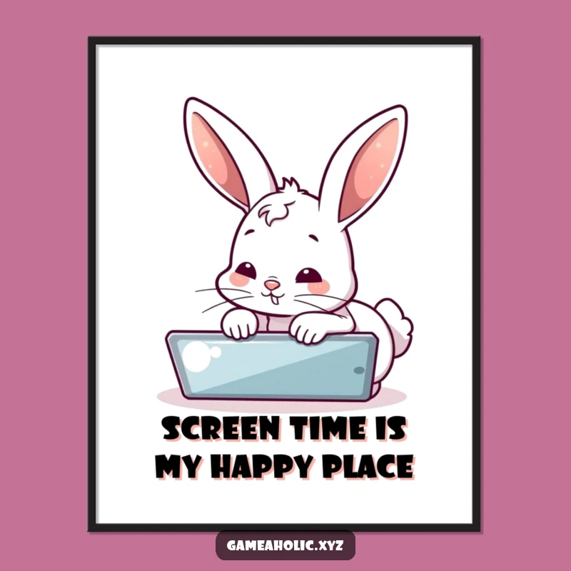 Funny Free Printable Wall Art: Bubbly Bunny Screen Time Meme Art